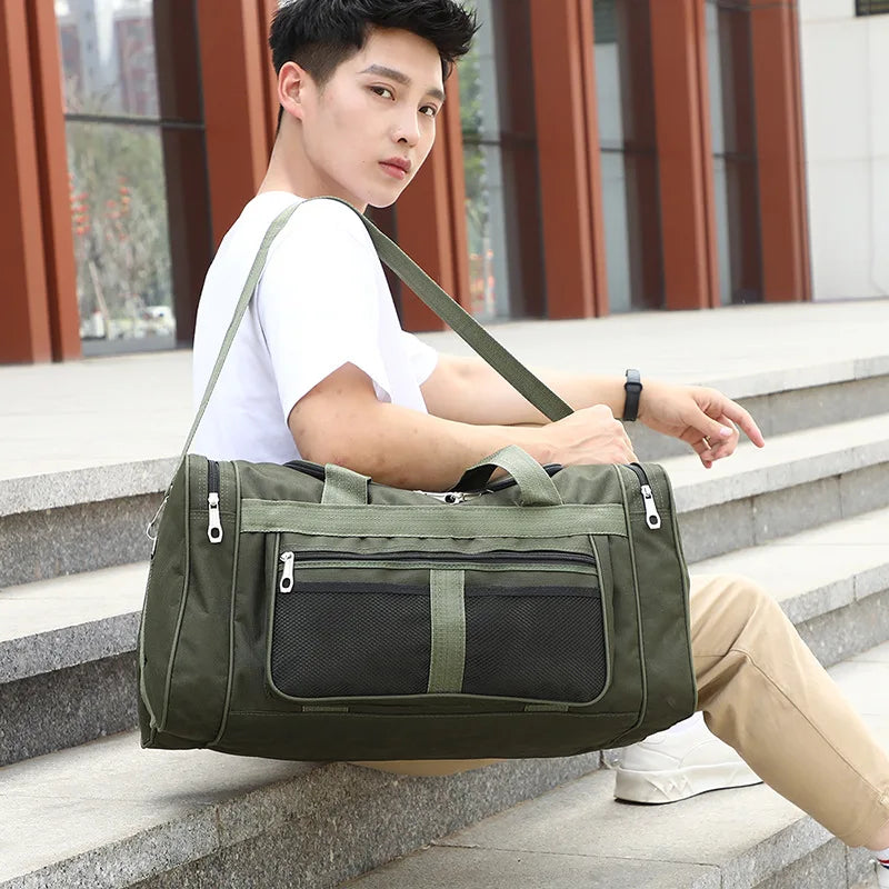Men Nylon Travel Duffel Bag Carry On Luggage Bag Men Tote Large Capacity Weekender Gym Sport Holdall Overnight Bag Pouches