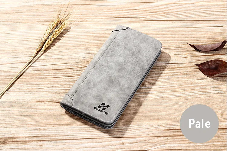 Long Men's Wallet Retro Casual Brand Wallet Korean Version Clutch Large Capacity Frosted Card Holder