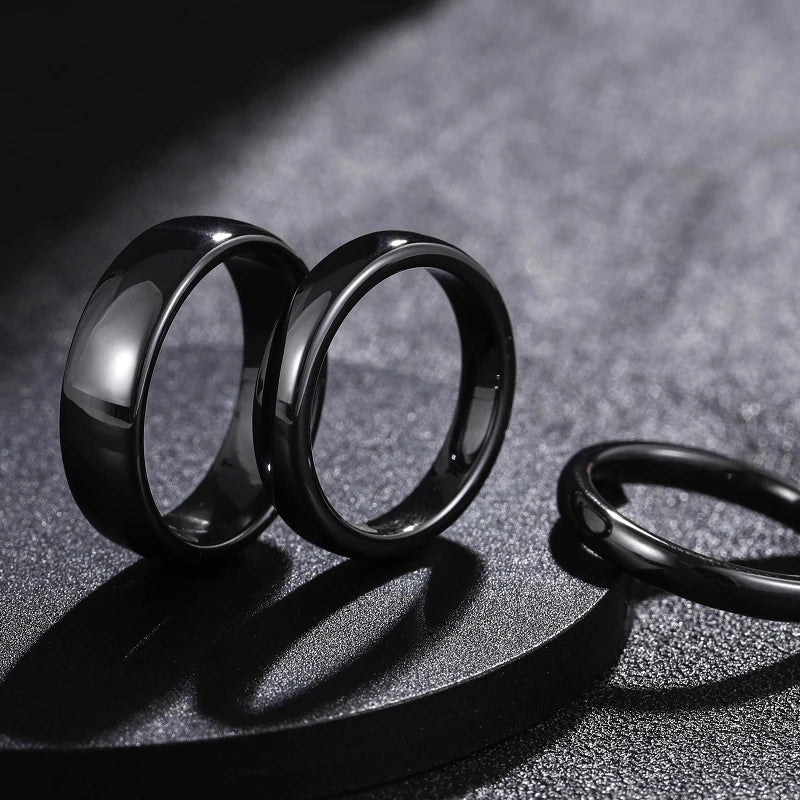 Kolmnsta 2/4/6mm Black Brushed Fashion Ceramic Ring Women Men Wedding Rings Engagement Band Female Jewelry bague Plus Size 4-14
