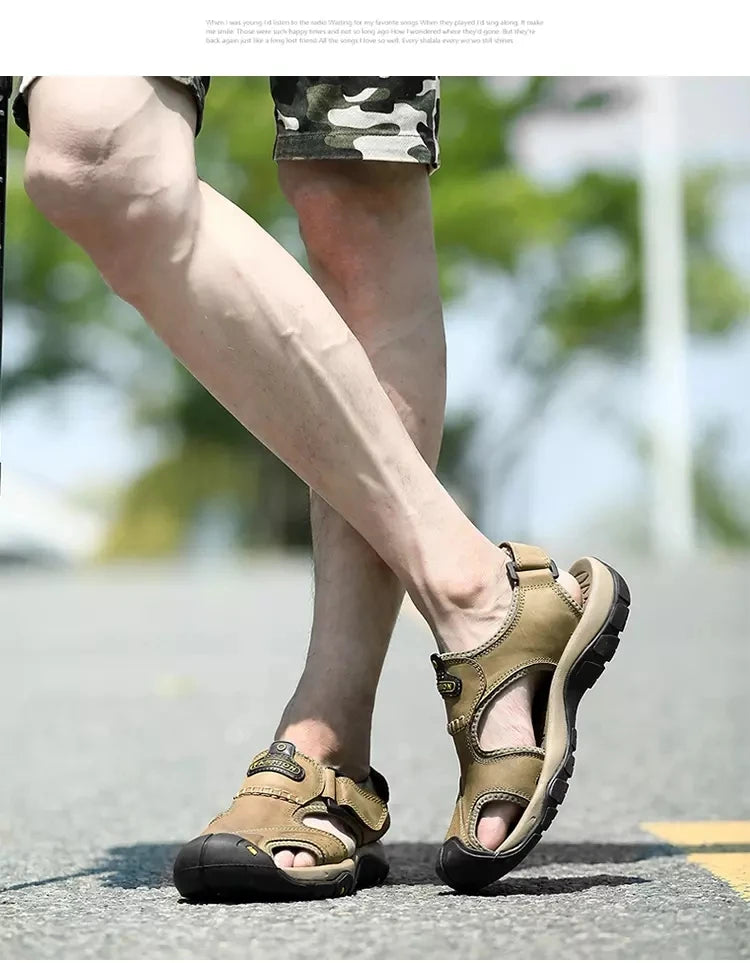 2025 Genuine Leather Men Shoes Summer New Large Size Men's Sandals Men Sandals Fashion Sandals Slippers Big Size 38-47