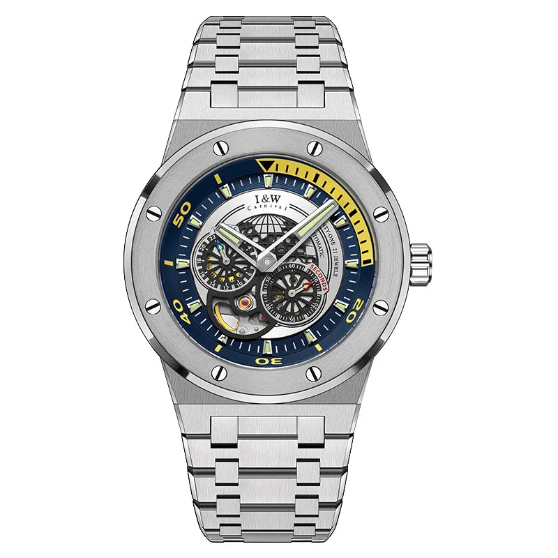 Relogio Masculino Luxury Brand I&W 2022 New Bumblebee Series Watch for Men Japan Movement Sapphire 5bar Skeleton Automatic Watch