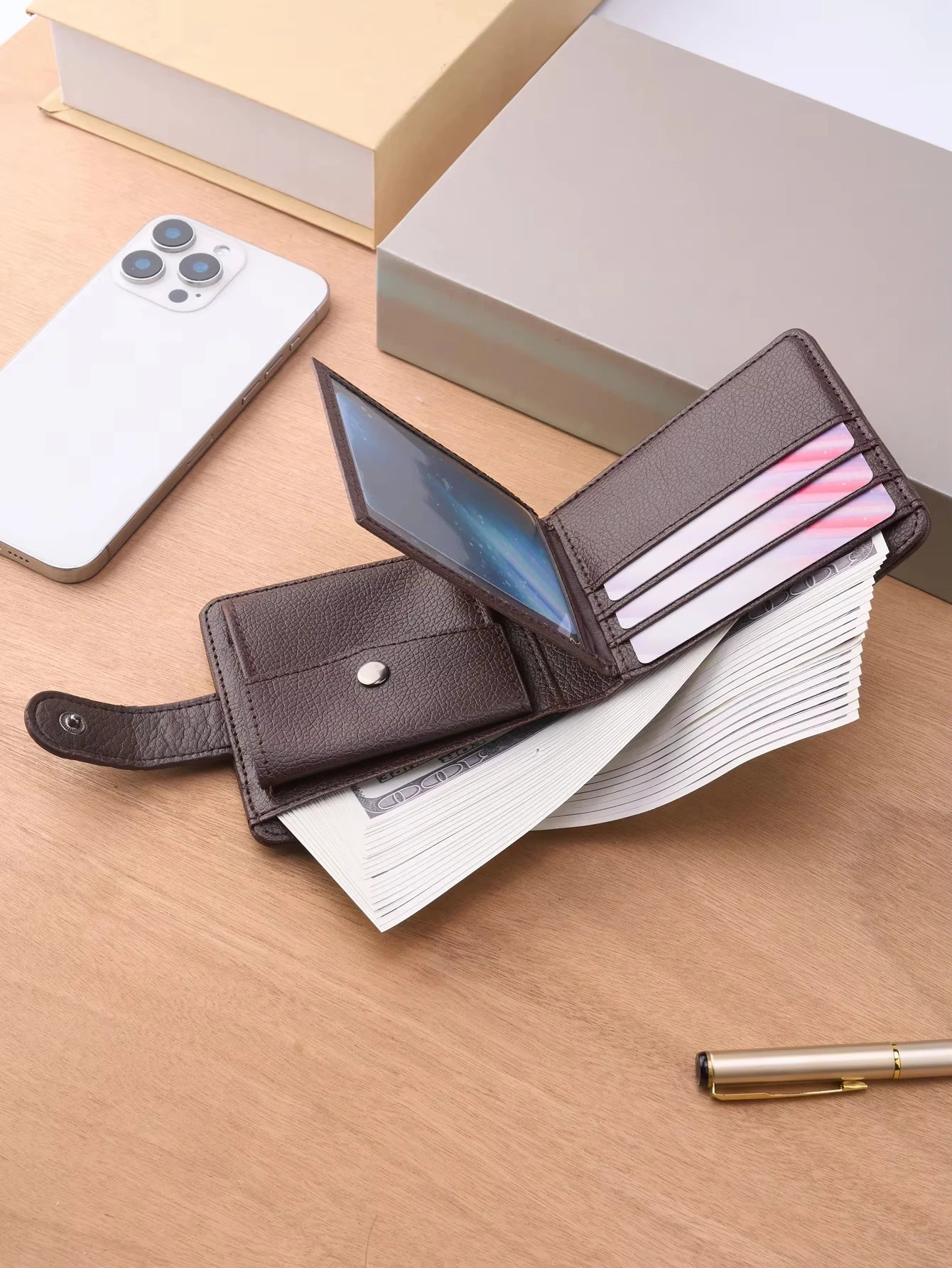 Men Wallets Leather Zipper Purse Man Slim Card Horders Quality Male Short Multi-card Wallet Coin Pocket Purse