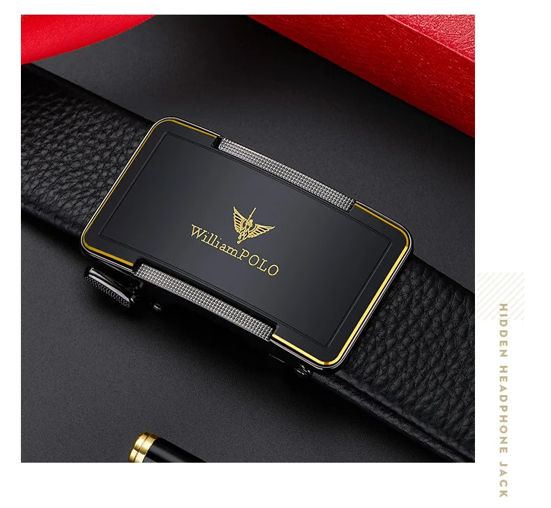 Men's leather belt with automatic buckle, casual pants belt, fashionable high-end belt, business waist belt