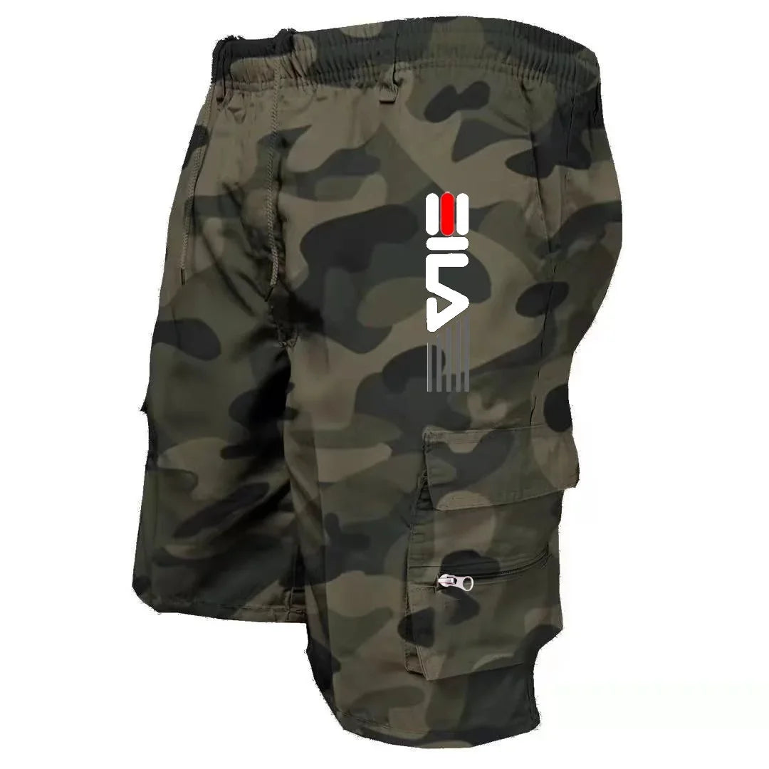 2025Men's Casual Work Shorts Multi-pocket Loose Drawstring Cargo Shorts Outdoor Sports Short Pants for Men Streetwear