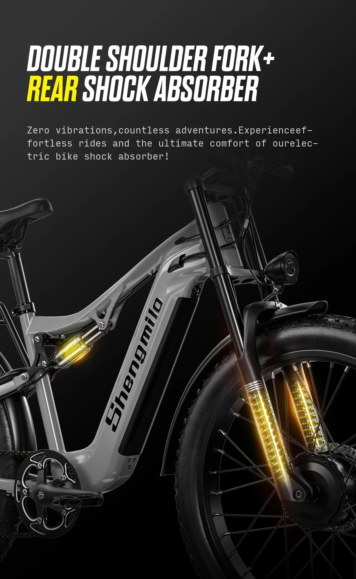 Shengmilo S600 Electric Bike Dual Motor2000W  48V17.5AH Battery 26 Inch e bike Fat tire Ebike Men's Mountain Electric Bicycle