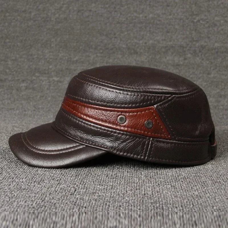 Adjustable Size Leather Baseball Cap Men's Winter Hat New Thicker Warm Cowhide Simple Fashion Male Bone Snapback Dad's Hats