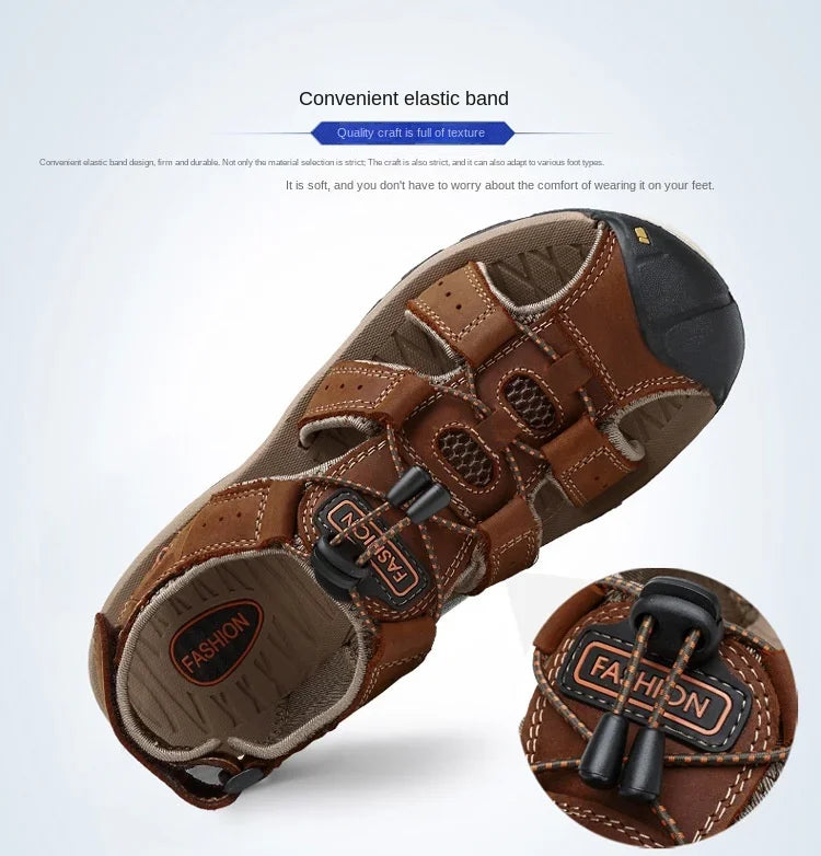 Sandals Summer New Men'sHollow Breathable Sandals Slippers Outdoor Baotou Beach Shoes Dad's Shoes Mens Shoes sandalias2024
