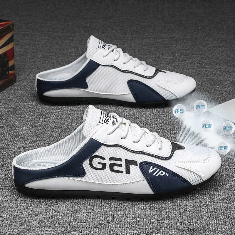 Men Slippers Trend Baotou Shoes for Men Summer Breathable Casual Shoe Vulcanized Flats Male Sneakers Half Slip-on Shoes 2026