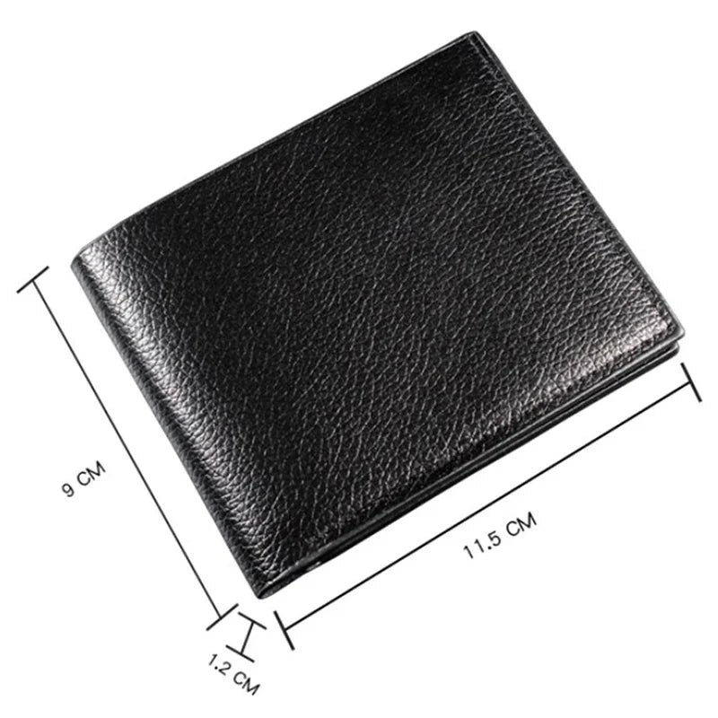 New Men's Wallet Genuine Leather Men Wallets Premium Product Real Cowhide Wallets for Man Short Black Walet Portefeuille Homme