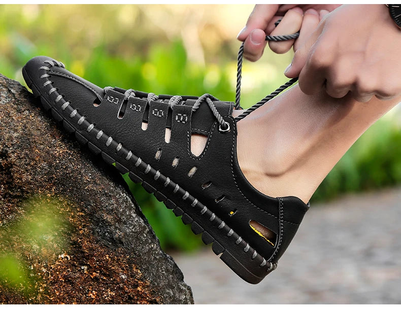 Men Leather Sandals Comfortable Outdoor Casual Shoes 2022 Summer Beach Casual Walking Male Sneakers Men Beach Casual Sandals