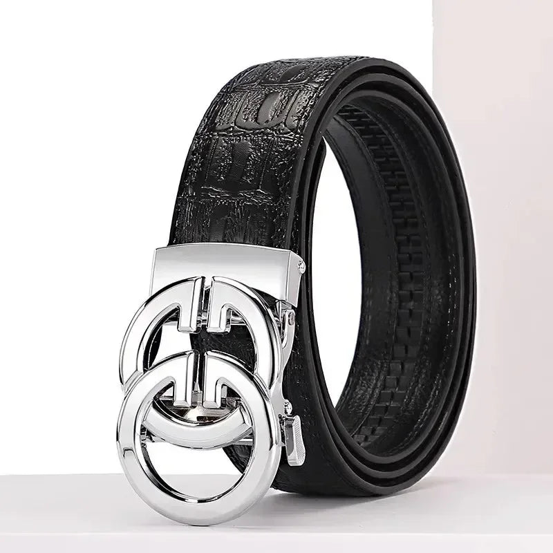 Men's Belt Made of High Quality Material Metal Alloy Automatic Buckle Brand Luxurious Design Men's Belt