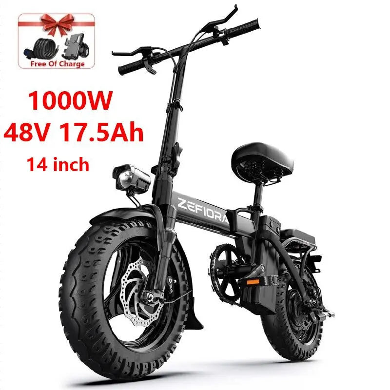 Two Wheels Electric Super Bicycle 1000w 14 26 Inch 30-50mph 30-60miles 48v Aluminum Alloy,climbing 45° Slopes Electric Scooter