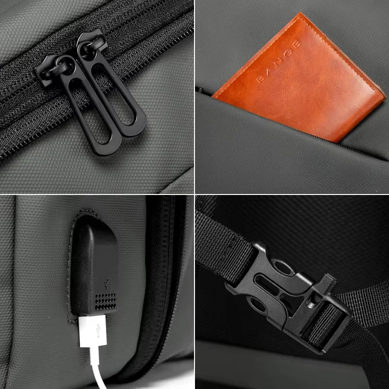 Men's travel backpack waterproof business school expandable laptop bag large capacity USB port stylish casual backpack forTravel