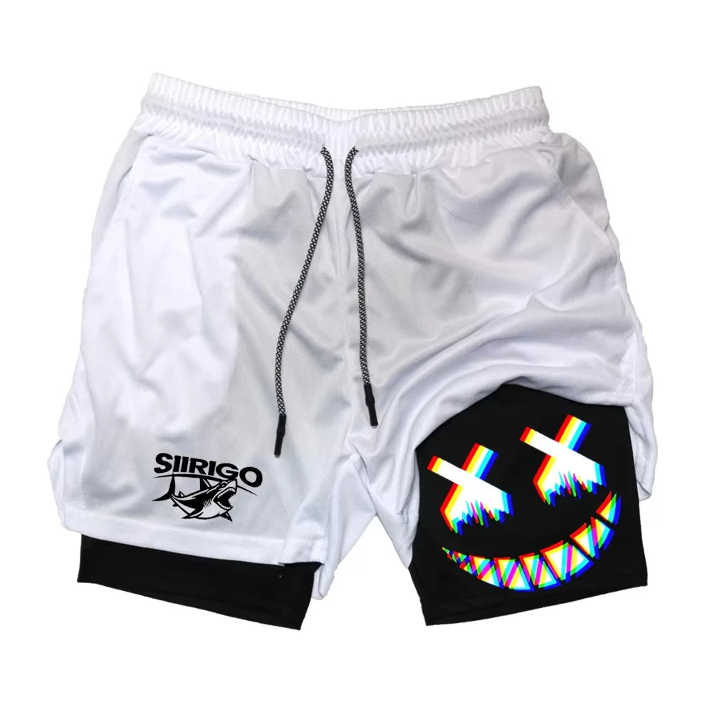 Anime Shorts for Men Hot Shorts for Men Exercise Gym Jogger Exercise Shorts Quick Dry Light Weight Bodybuilding Shorts 2 in 1