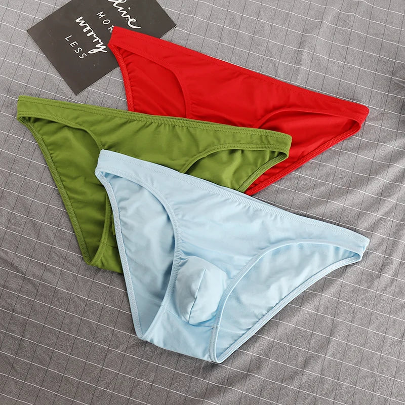 3 Pcs Pouchsexy Underwear Cotton Briefs para hombre Mens Bodysuit Male Comfortable Solid Underpants Breathable for man for boys