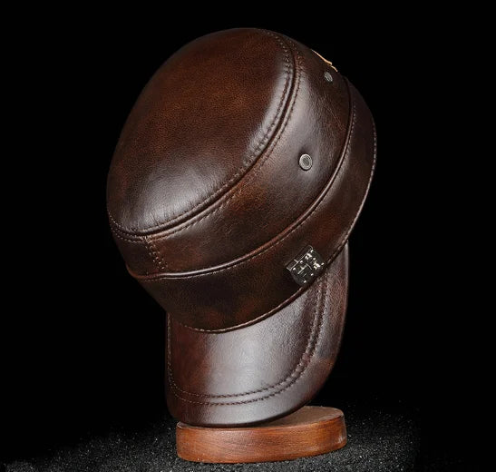 2025 New Men Spring/Winter Real Leather Black/Brown Flat Baseball Caps Male 54-62 cm Customized Size Outdoor Snapback Golf Hat