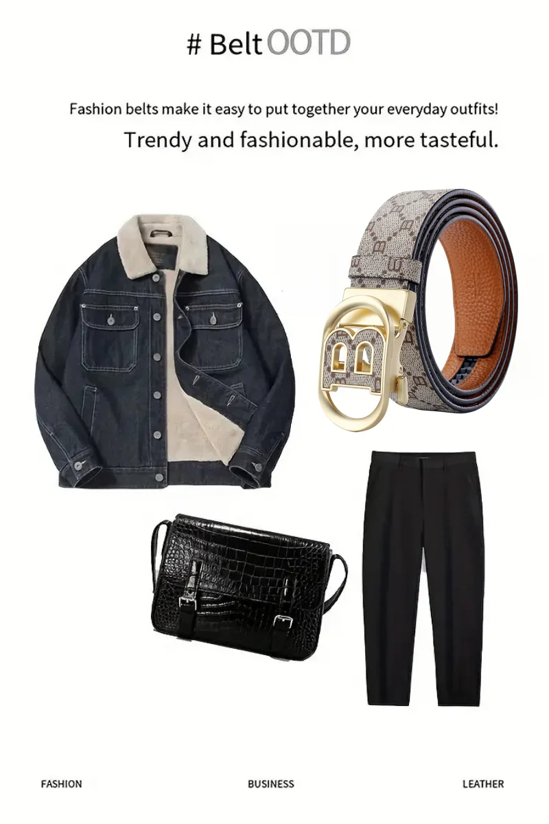 "B" Letter Genuine leather Belt for men Luxury brand Automatic Jeans Trouser belt golf man belt Work social designer waist belts