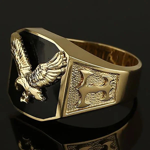 Eagle Collection ! Domineering Metal Eagle Men's Ring Punk Style Enamel Animal Male Rings Jewelry Hand Accessories Size 6-13