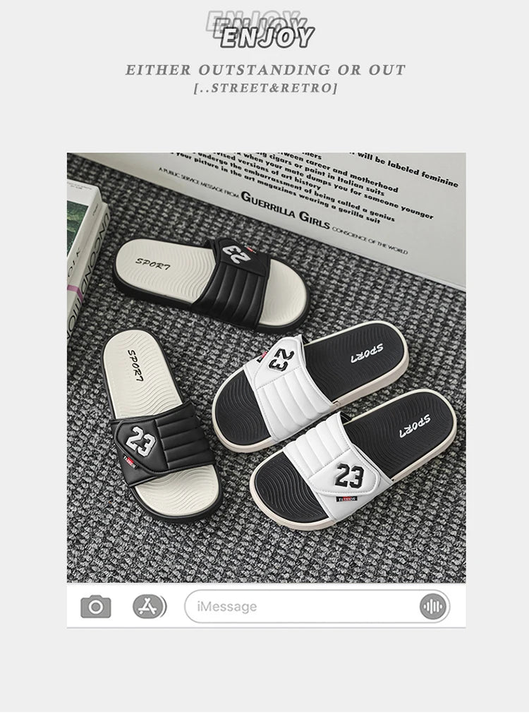 Men's fashion slippers comfortable flat home bathroom slippers soft-soled outdoor beach shoes plus size slippers men 39-47