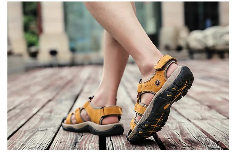 Men Sandals Summer New Large Size Outdoor Casual Beach Shoes Anti Slip Durable Breathable Toe Cover Sandals244