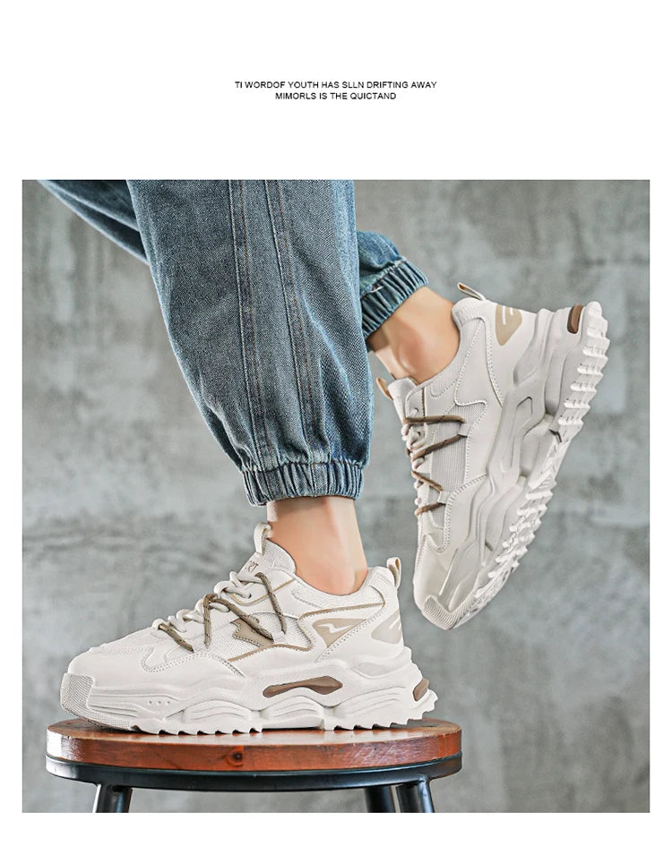 Men Sneakers 2025 Autumn New Mesh Breathable Running Sport Shoes Light Soft Thick Sole Hole Man Casual Shoes Athletic Sneakers