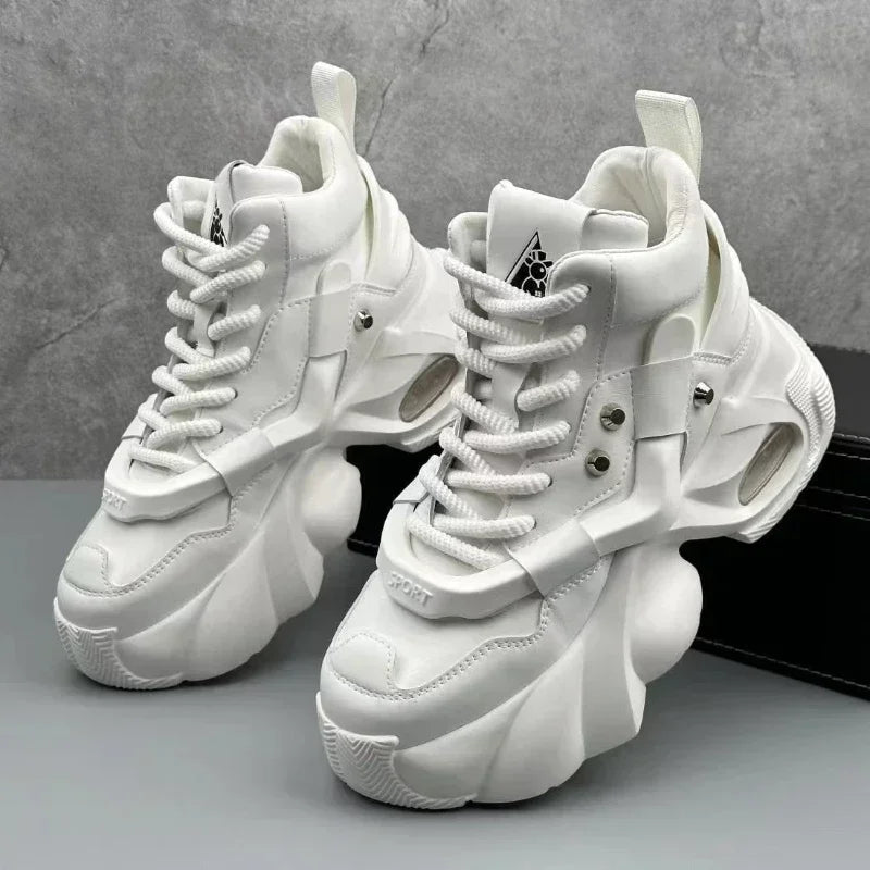 Men's Boots High Top  New Trend Wear-resistant Synthetic Leather Boots Casual Lace Up Height Increasing Fashion Boots 2025