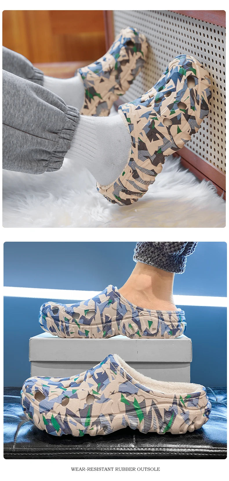 New Men Winter Slippers Indoor Comfortable Warm Slippers Summer Removable Sandals Men Casual Non Slip Plush Fur Slippers for Men