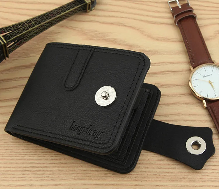 Men's Leather Wallet Short Purse for Man Wallets 2023 Credit Card Holder Money Bag Coin Bag Hasp Small Wallet Portafoglio Uomo