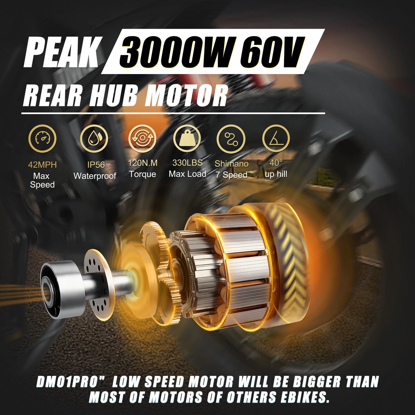 OEM DM01 Electric Motorcycles Peak 3000W Brushless Gearless Motors 60V 30AH Lithium Battery Max Speed 42MPH Adult Off Road Ebike