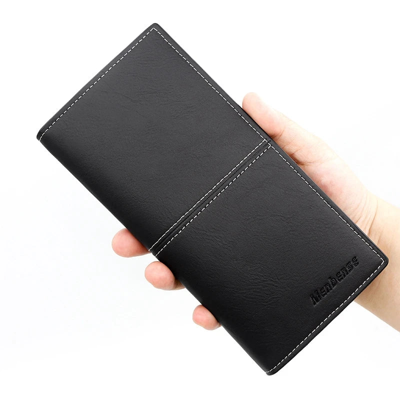 Men's Leather Wallet ID Card Holder Purse Checkbook Long Clutch Bifold Business Money Bag Man Wallets Cartera Hombre Carteras