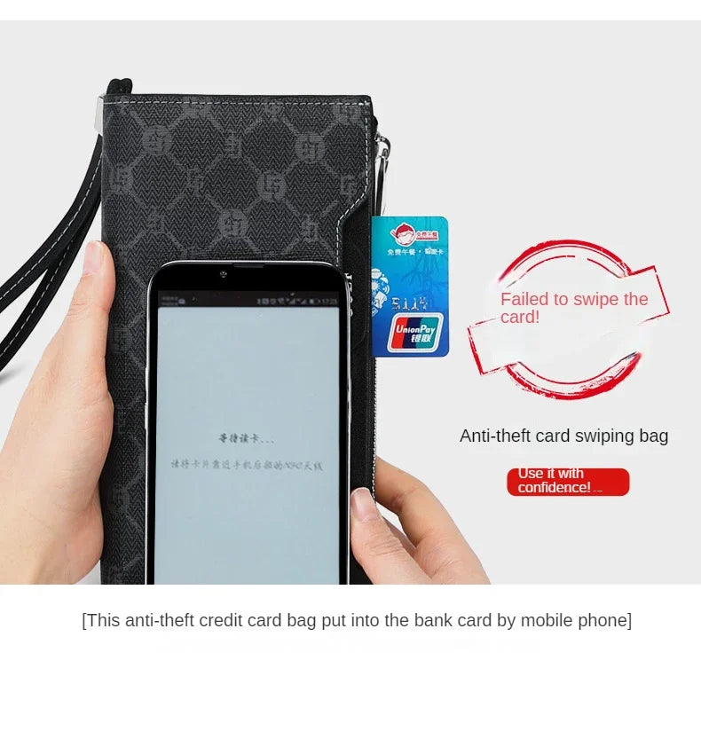 GOLF Long Wallet for Men Leather Male Clutch Bag Purse Wallet Wrist Bag Credit Card Organizer Hand Bags Money Clip Minimalist