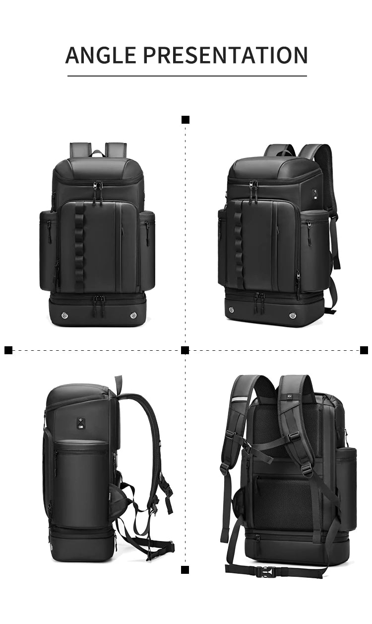 Travel Hiking backpack For Men 50L Large capacity trekking bag outdoor waterproof 16 Inch Laptop Backpack creative With shoe bag