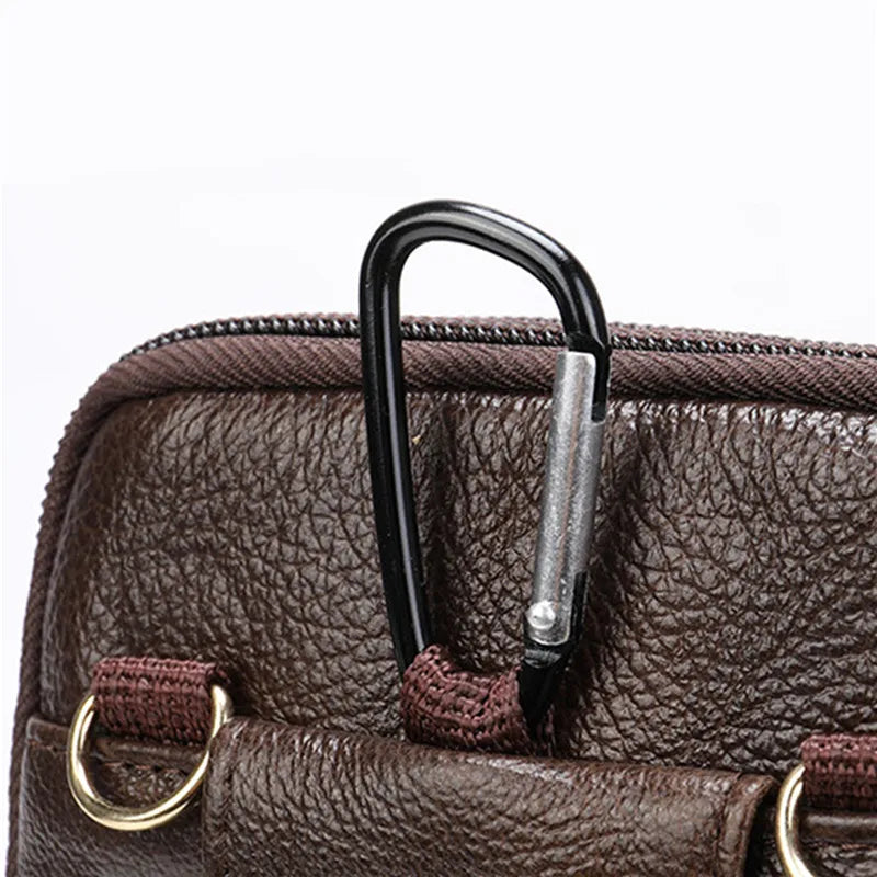 Men Genuine Leather Shoulder Male fanny pack High Quality Messenger Bags  Men's Fashion Business Belt Bag Small Briefcase Waist