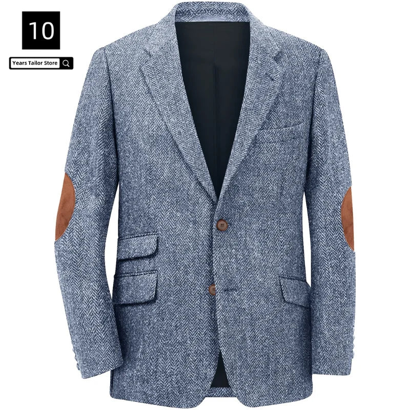 Men's Blazer Herringbone Single Breasted Casual Elegant Man Suit Jackets Coat Men's Stage Clothing Clothing-for-men Male Clothes