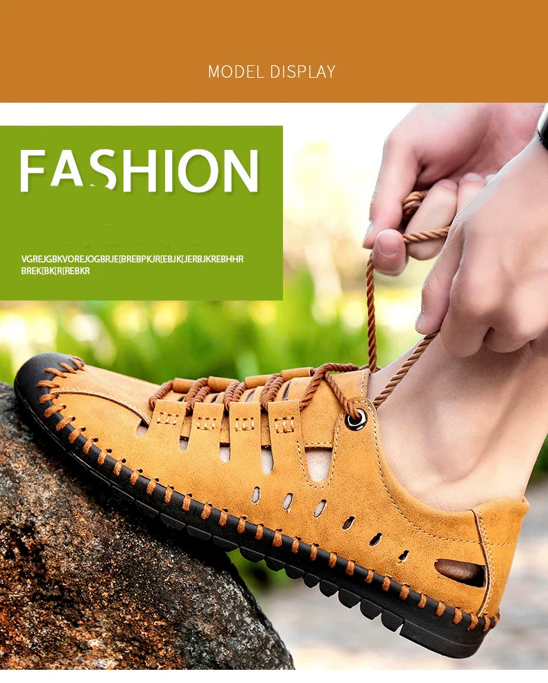 Men Leather Sandals Comfortable Outdoor Casual Shoes 2022 Summer Beach Casual Walking Male Sneakers Men Beach Casual Sandals