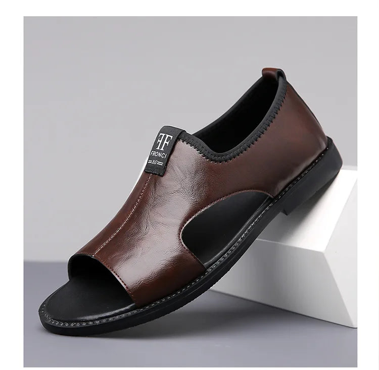 2025 Roman Sandals Summer new Men's Shoes Casual anti-skid driving leather shoes Breathable trendy soft soled Male sandals Homme
