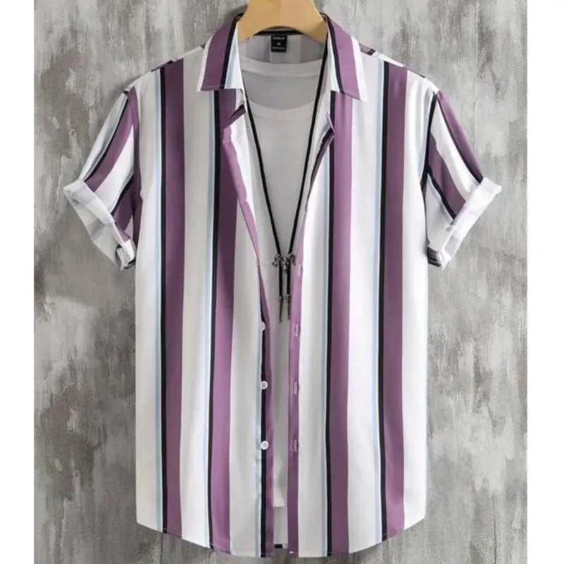 Simple Shirts For Men 3d Stripe Printed Men'S Clothing Loose Oversized And Blooms Casual Short Sleeved Daily Street Tops