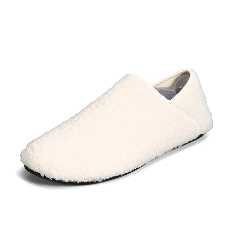 Men Winter Slippers Women Warm Shoes Soft Plush Flats Casual Shoes Male Loafers Lightweight Home Walking Couples Shoes Footwear