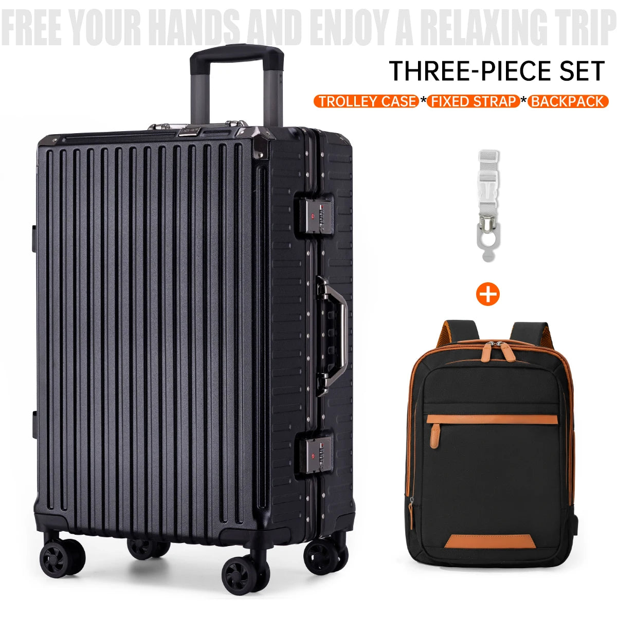 Trolley Luggage 20 24 26 28 Inch Aluminum Frame Rolling Luggage Case USB Travel Suitcase on Wheels Combination Lock Carry-On Luggage