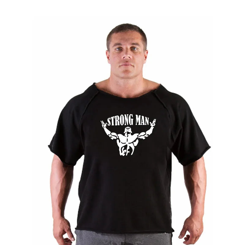 Men's T Shirts Fitness Men Bodybuilding  Shirt Batwing Sleeve Rag shirt Gym Fitness Muscle Running T shirt