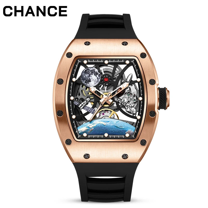 2025 High Quality Men's Automatic Watch with Stylish Sports Silicone Strap  Waterproof Mechanical Watches for Active Lifestyles