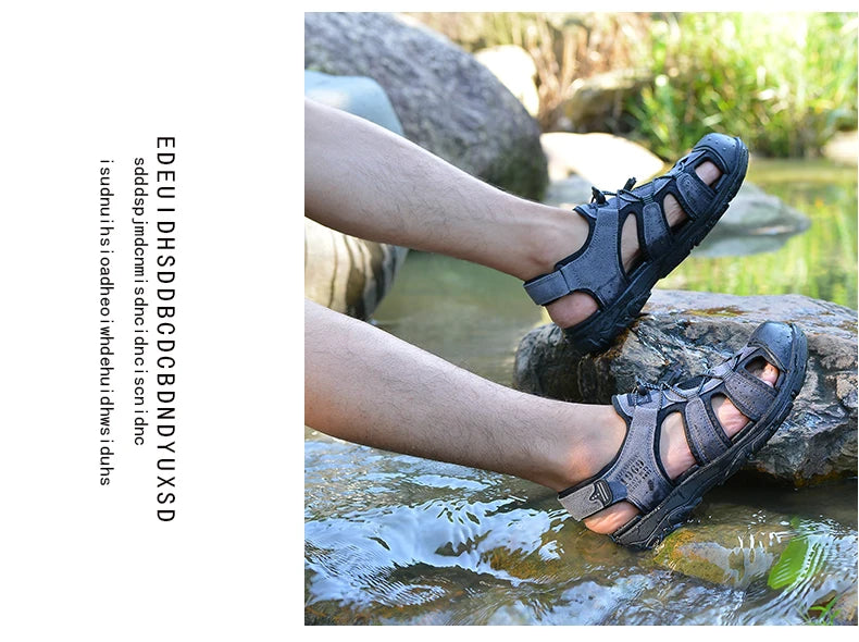 Men Sandals PU Leather Male Summer Shoes Outdoor Walking Beach Flat Sandals Shoes For Men Sneakers sandalias hombre