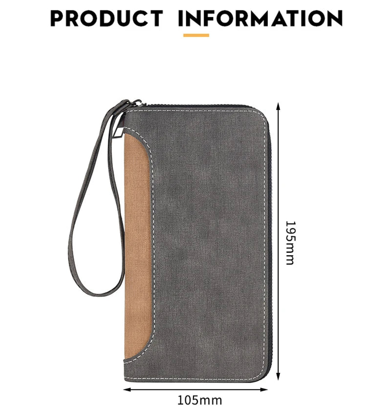 Men's Long Wallet Fashion Multiple Card Slots Card Holder Men Business Wallet Zipper Phone Pouch Coin Purse Change Card Bag