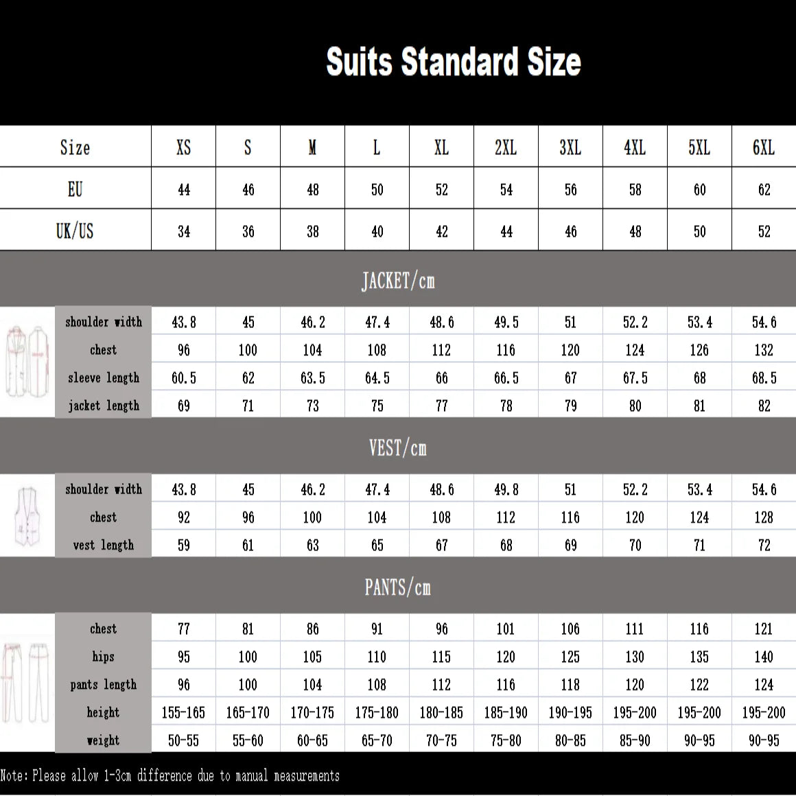 Designer Men's Two Pieces Suit Set with Jacket & Pants, Regular Fit Fomal Suit Attire XXS-7XL Tailored Big Man Suits Tuxedo