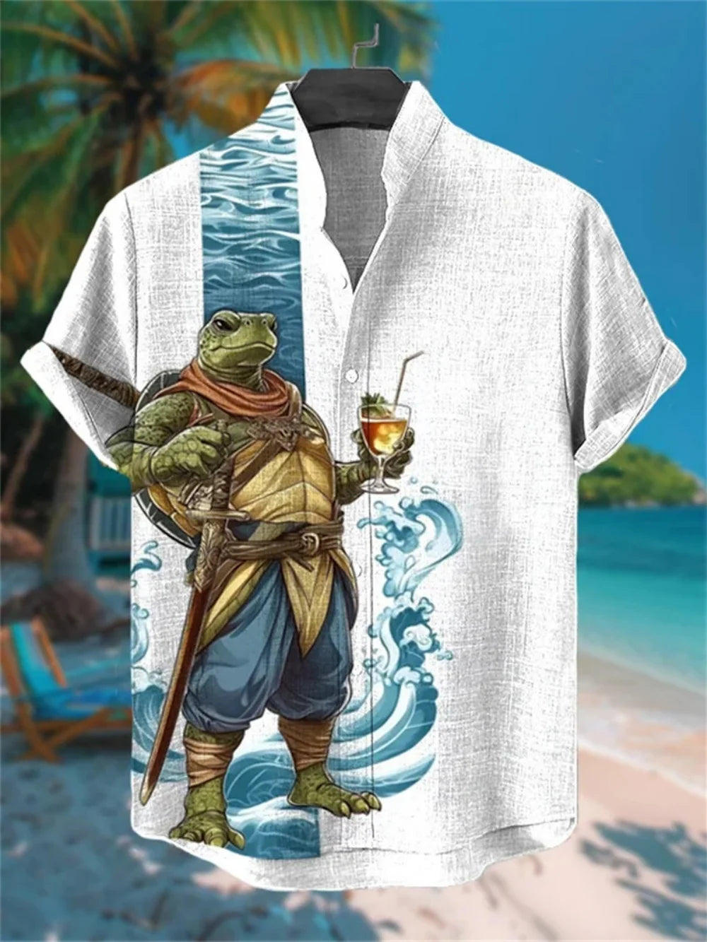 Men's Summer Linen Shirt Short Sleeve Stand up Collar Printed Street Casual Outdoor Vacation Fashionable Clothing