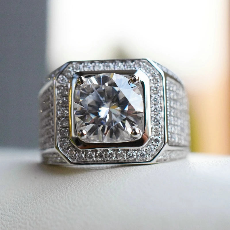 Milangirl Big Hip Hop Rhinestone Men Out Bling Square Ring   Pave Setting CZ Wedding Engagement Rings Top Quality