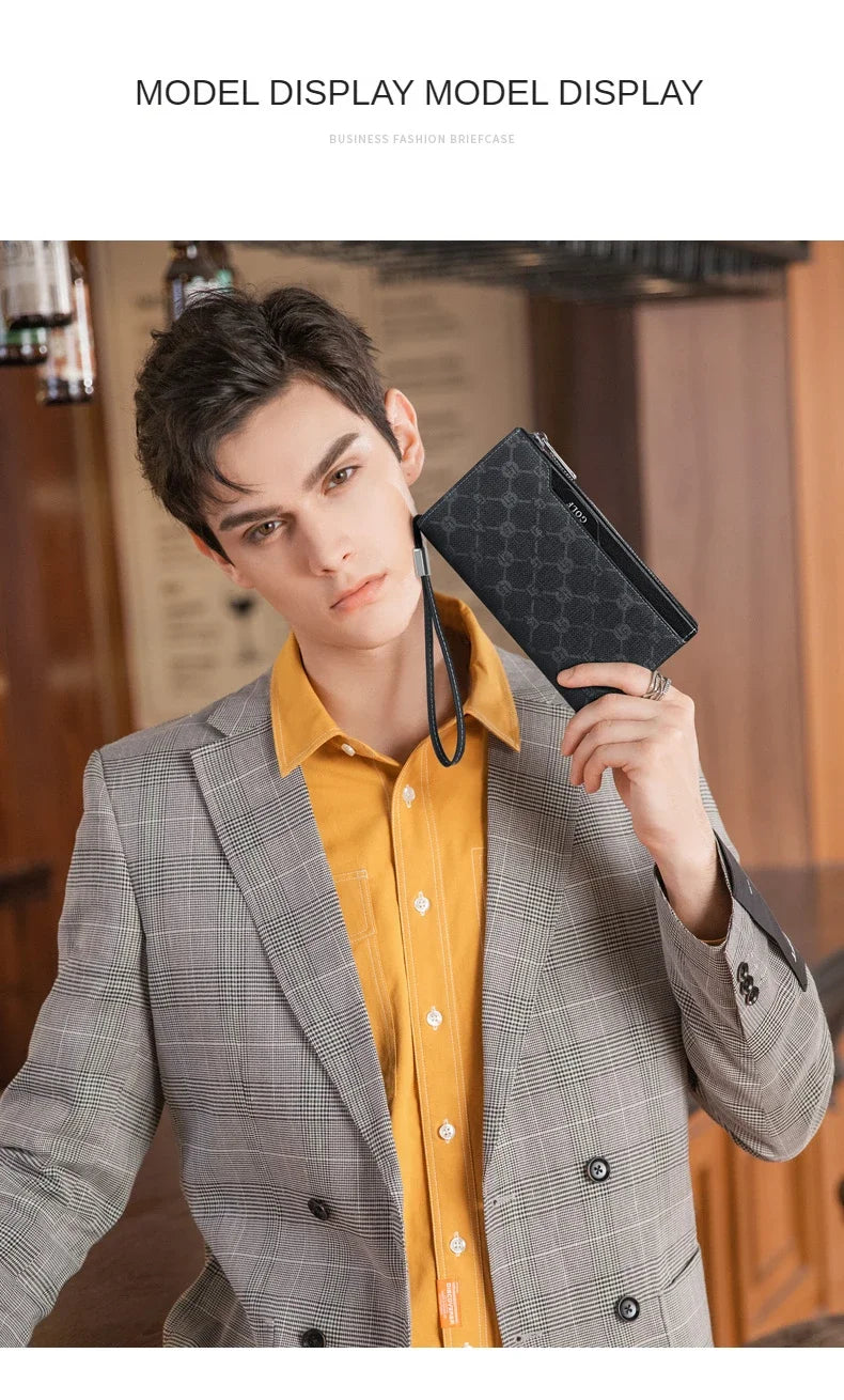 GOLF Long Wallet for Men Leather Male Clutch Bag Purse Wallet Wrist Bag Credit Card Organizer Hand Bags Money Clip Minimalist