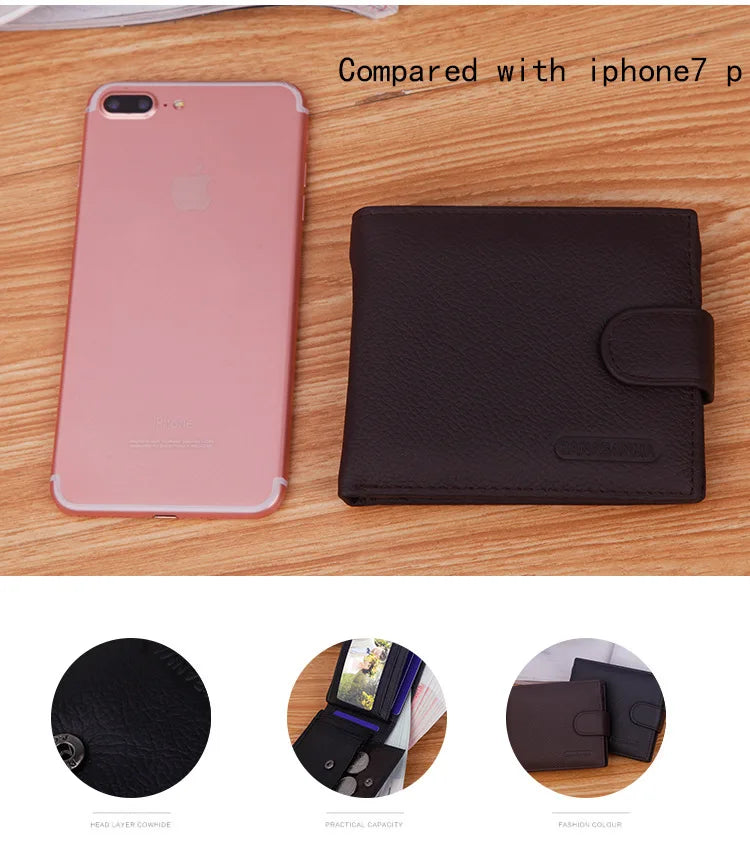 Genuine Leather Men Wallets Classic Free Engraving Name Zipper Purse Man Card Horder Famous Brand Quality Male Wallet For Boy