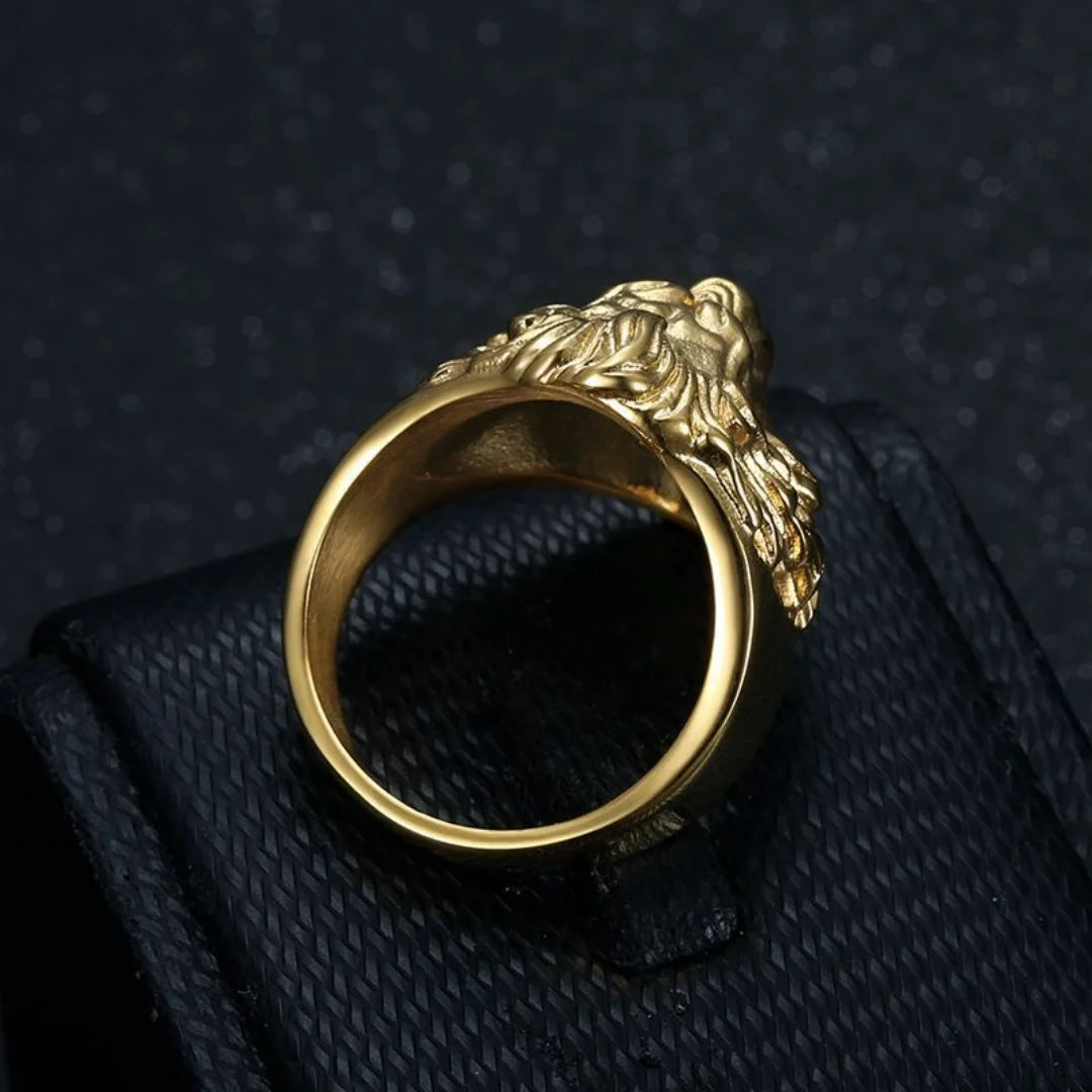 Men's Lion Head Ring 26mm Chunky Gold Color Titanium Stainless Steel Big Large Animal Rings for Man Punk Jewellery Dropshipping