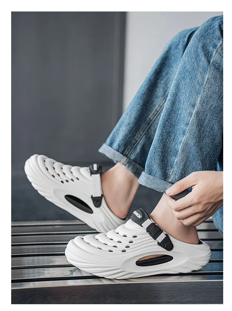 Summer Slippers for Men Driving Dual-Purpose Operating Room Baotou Clogs Soft Sole Outer Wear Home Casual Coconut Sandals